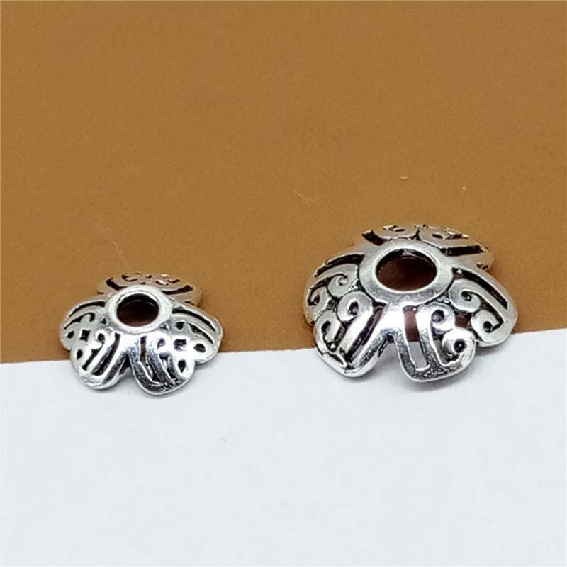 5 Sterling Silver Double Bead Caps 6mm & 8mm for 925 Silver Bracelet Bead Spacer 