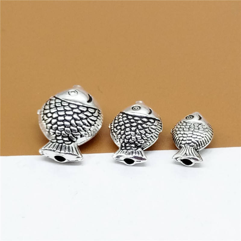 5 Sterling Silver Fish Beads Bracelet Bead Necklace Bead Etsy