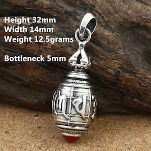Sterling Silver Om Prayer Box Pendant, Om mani padme hum Prayer Bottle, 925 Silver Locket Pendant, Wish Box, Memory Box, Pill Box