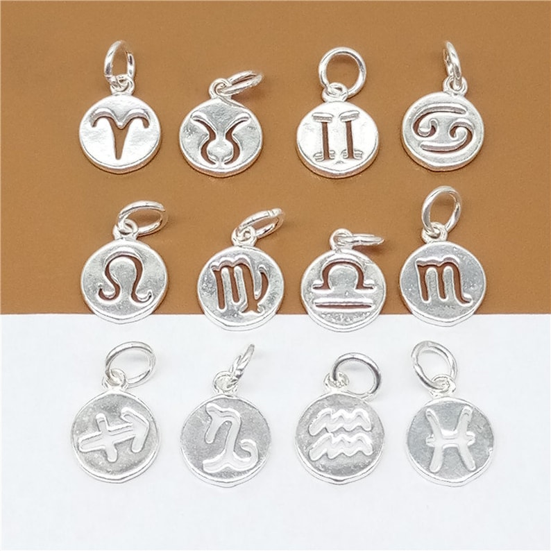 4 Sterling Silver Zodiac Charms 925 Silver Aries Taurus Etsy