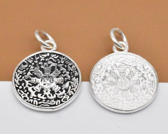 Dijes Om de plata de ley 925, dijes Om circulares de plata 925, dijes de yoga, dijes de meditación, dije budista, dije budista, dije para collar