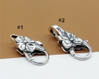 Sterling Silver Bowknot Lobster Clasp, Trigger Clasp 925 Silver Knot Lobster Clasp, Flower Claw Clasp, Bracelet Clasp, Necklace Clasp