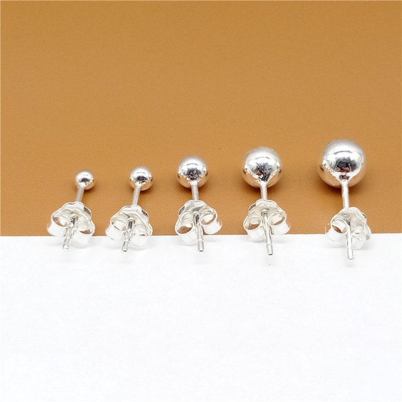 10prs Sterling Silver Ball Stud Earring Posts Round Ball Bead Etsy