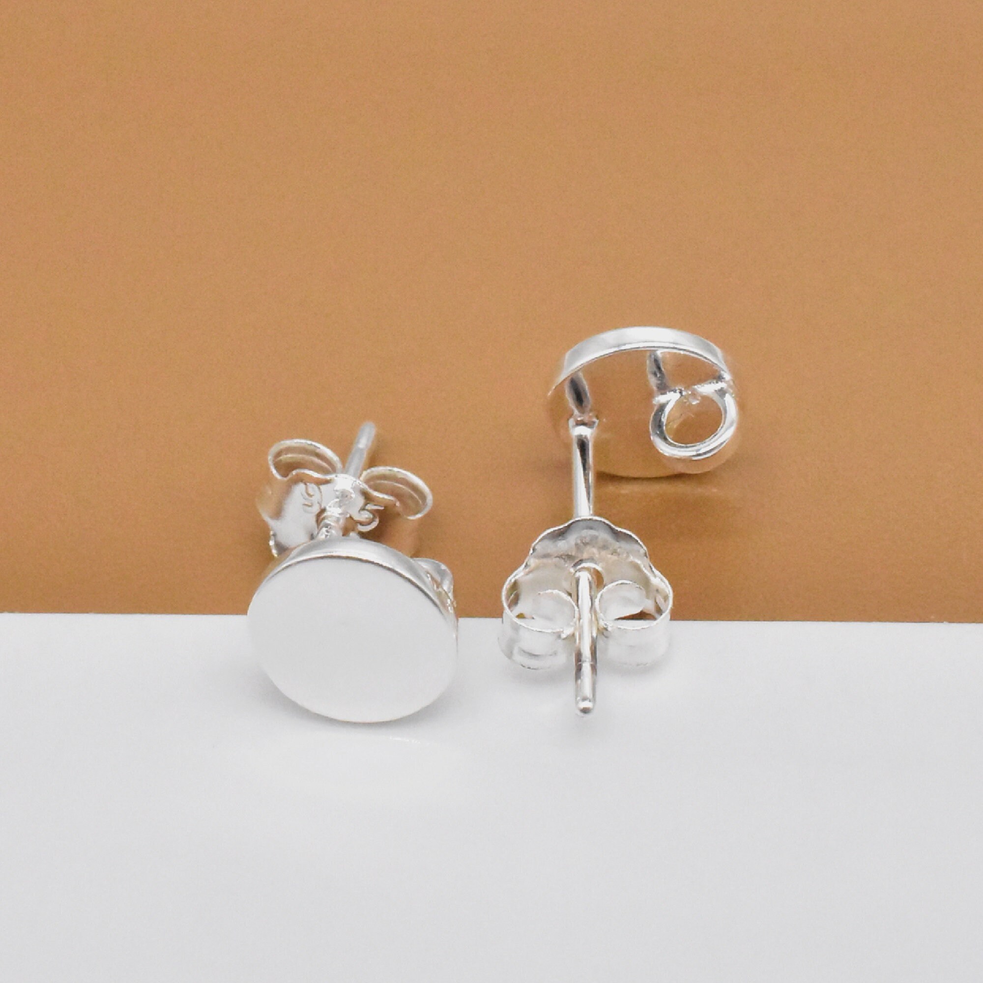 4 Pairs Sterling Silver Flat Earring Posts with Closed Ring Etsy