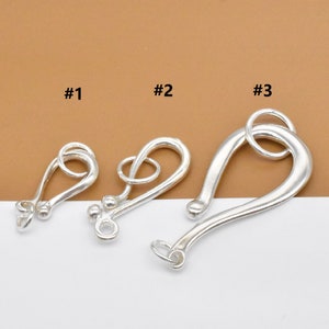 2 Sterling Silver Hook Clasps, 925 Silver Hook Clasp Connectors, Shiny Hook, Hook Connector, Clasp Connector, Bracelet Clasp, Necklace Clasp