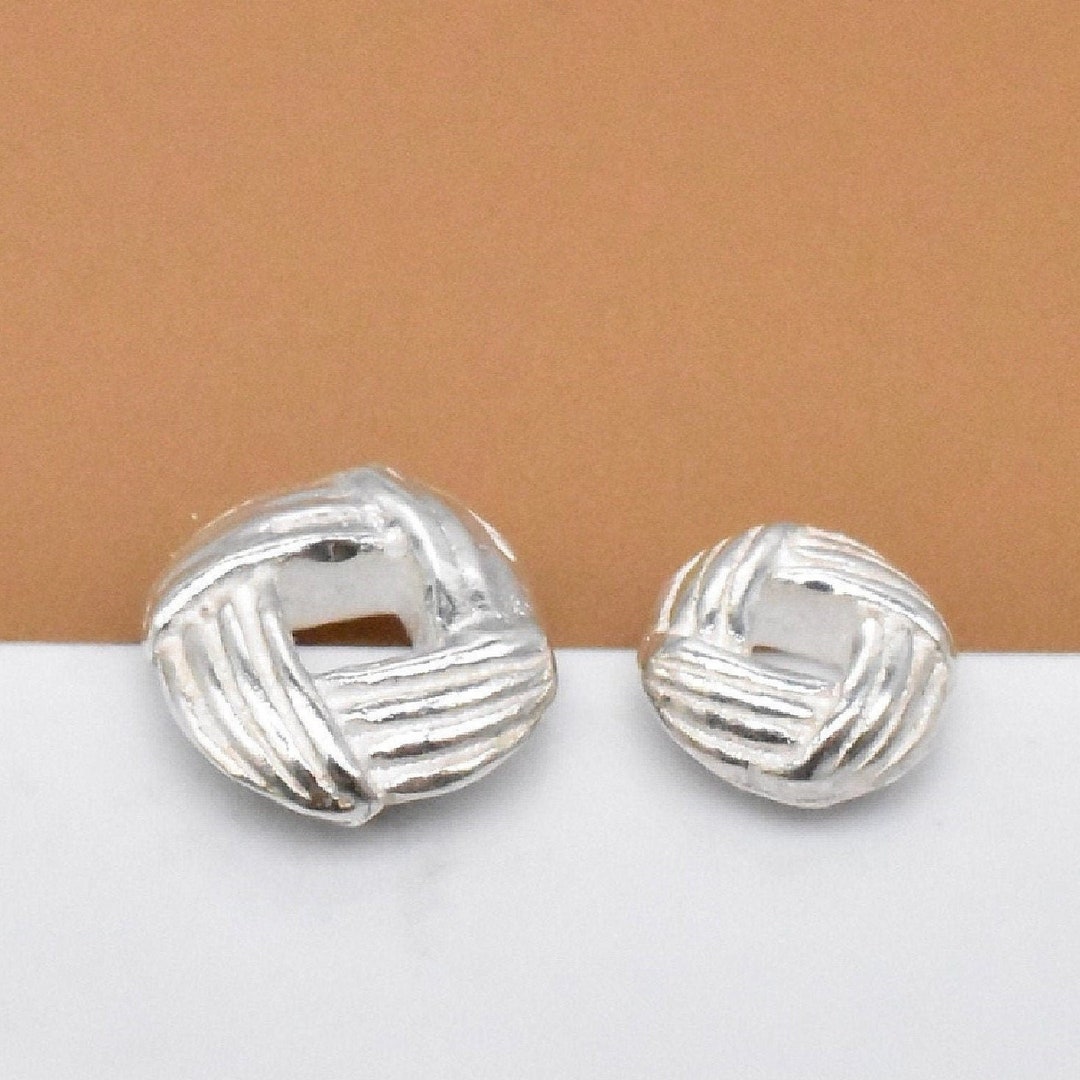 10 Sterling Silver Small Knot Beads 2sided 925 Silver Weave Etsy