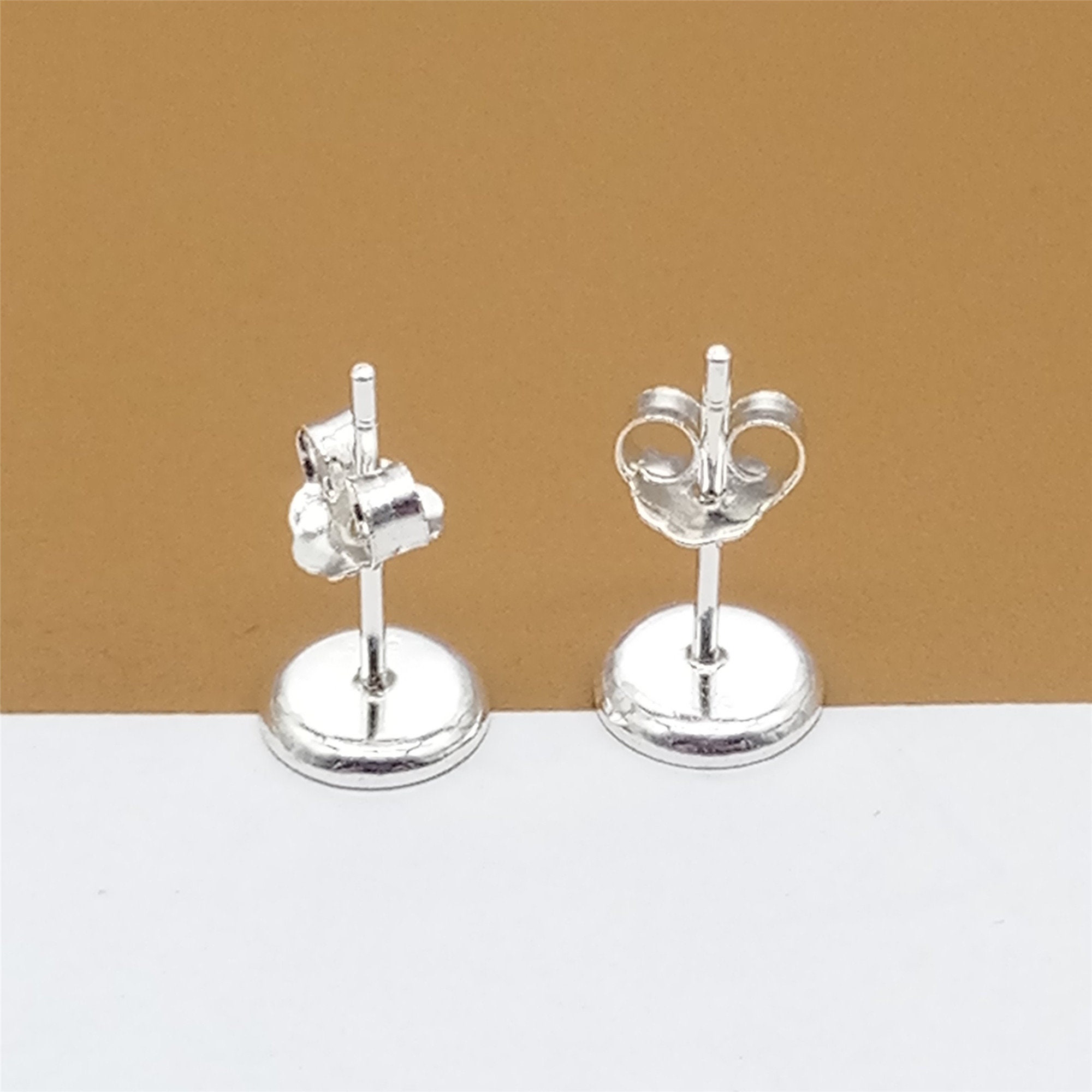 8 Pairs Sterling Silver Earring Settings With Backs 925 Etsy