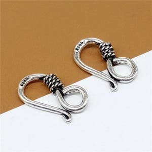 6 Sterling Silver Clasp, Stering Silver Hook Clasps, 925 Sterling Silver Clasps, Sterling Silver Connector, Hook Rings 15mm