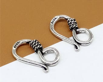 2 Sterling Silver Clasps, Sterling Silver Hook Clasps, 925 Sterling Silver Clasps, Sterling Silver Connector, Hook Rings 15mm