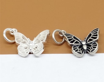 4 Sterling Silver Butterfly Charms, Butterfly Pendant, 925 Silver Butterfly Charm, Garden Charms, Bracelet Charm, Necklace Charm