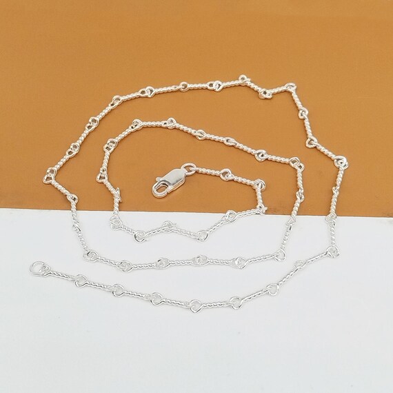 Sterling Silver Twist Link Necklace Chain Lobster Clasp, 925