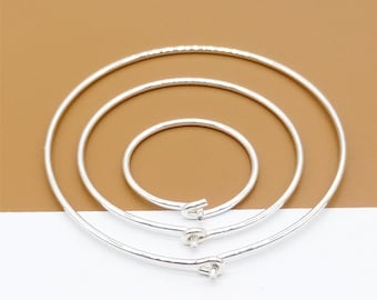 2 Pairs Sterling Silver Earring Hoops, Ear Wire Hoops, 925 Silver Earring Hoops for Earring Jewelry Making, 15mm 25mm 33mm