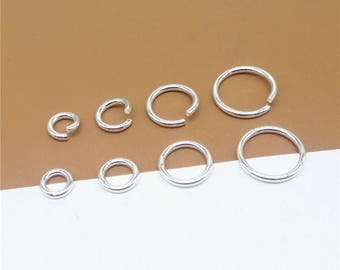 Bulk sterling zilveren springring, 925 zilveren open springring, 925 zilveren gesloten springring 4 mm 5 mm 6 mm 8 mm 10 mm draaddikte 1 mm (18 gauge)