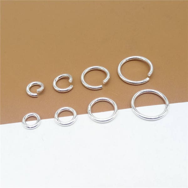 Anillo de salto de plata esterlina a granel, anillo de salto abierto de plata 925, anillo de salto cerrado de plata 925 4 mm 5 mm 6 mm 8 mm 10 mm Espesor del alambre 1 mm (calibre 18)