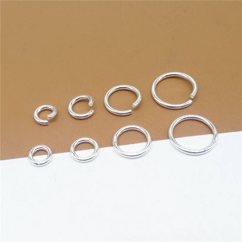 Bulk Sterling Silver Jump Ring, 925 Silver Open Jump Ring, 925 Silver Closed Jump Ring 4mm 5mm 6mm 8mm 10mm Wire Thickness 1mm18 gauge image 1