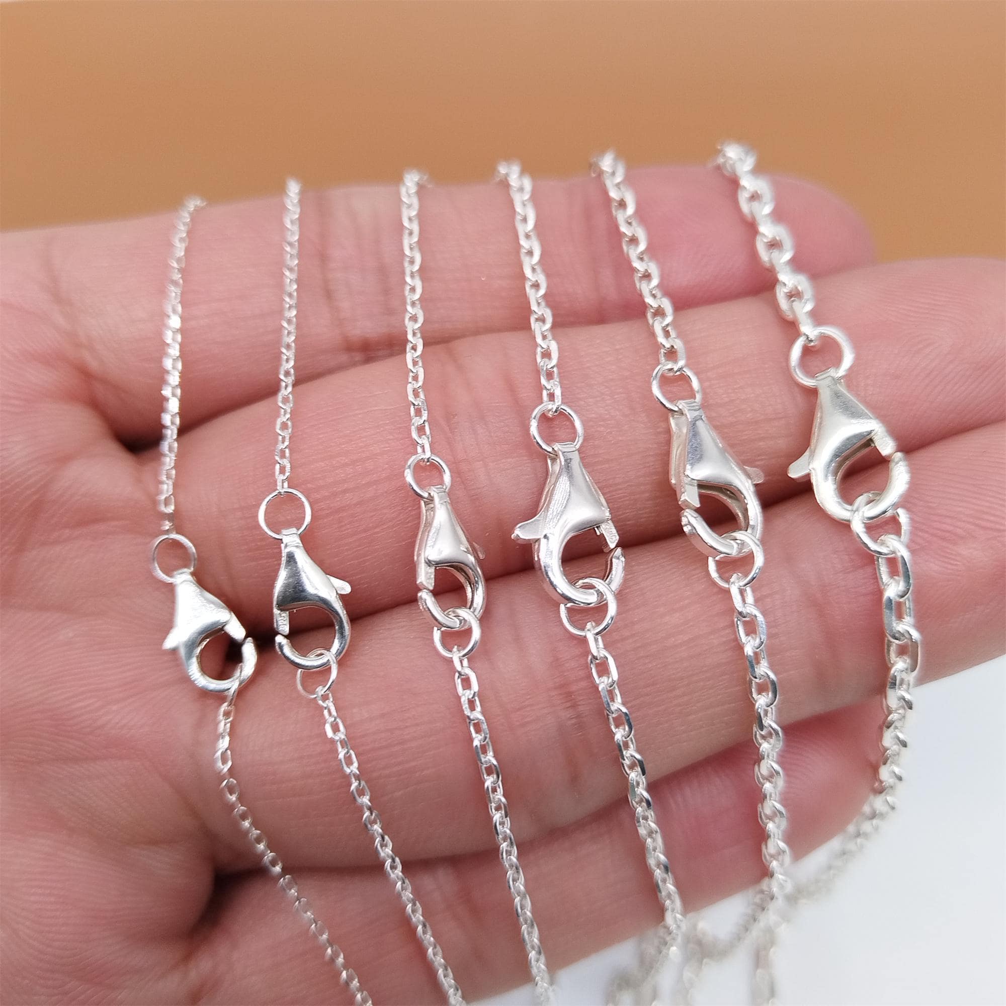 Sterling Silver Drawn Cable Necklace Chain, 925 Silver Drawn Cable