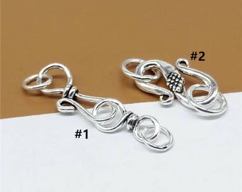 Sterling Silver S Clasp Connectors, Hook Clasp With Ring, Hook Clasp Connector, Clasp Connector, Hook and Eye Clasp