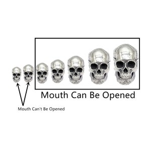 Sterling Silver Skull Bead 3D, 925 Silver Skull Head Bead, Punk Bead, Skull Bracelet Bead, Skull Necklace Bead, Skeleton Bead