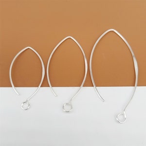 2 par örhängestrådar i sterlingsilver med V-form och öppen ögla, örhängeskrok i 925 silver med glänsande silver, örhänge, örhängekrok, längd 33 mm, 41 mm, 48 mm
