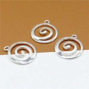 2 ciondoli a spirale in argento sterling, ciondoli a spirale in argento 925, ciondoli Nautilus per bracciali e collane