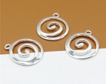 5 Sterling Silver Swirl Charms, Spiral Charms, 925 Silver Swirl Charms, Nautilus Charms for Bracelet Necklace