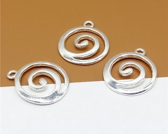 2 Sterling Silver Swirl Charms, Spiral Charms, 925 Silver Swirl Charms, Nautilus Charms for Bracelet Necklace