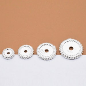10 Sterling Silver Shiny Greek Beads, 925 Silver Round Spacer Beads, Tire Bead, Circle Bead 6mm 8mm 10mm 12mm, Bracelet Bead, Necklace Bead
