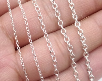 Sterling Silver Round Cable Chain, Bulk Cable Chain, Unfinished Cable Chain, 925 Silver Cable Chain 1.1mm 1.4mm 2.1mm 2.3mm 2.5mm Footage