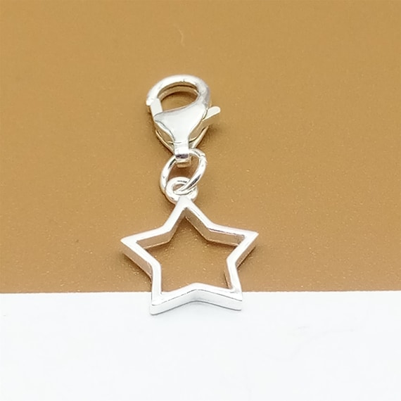 Sterling Silver Star Clip on Charm, 925 Silver Shiny Star  display picture 1
