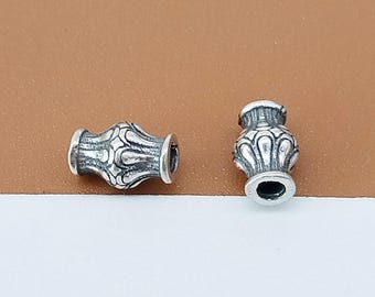 2 Sterling Silver Lotus Bicone Beads, 925 Silver Double Lotus Bead, Floral Bead, Buddhist Bead, Yoga Bead, Bracelet Bead, Necklace Bead