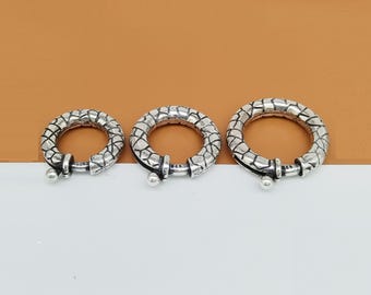 925 sterlingzilver geoxideerde veerringsluiting, 925 zilveren veerringsluiting, grote sluiting voor armbandketting, triggersluiting, cirkelsluiting