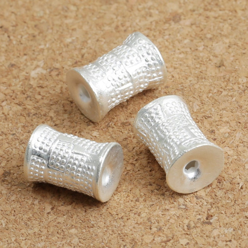 2 Sterling Silver Barrel Beads Shiny Silver Barrel Beads 925 Etsy