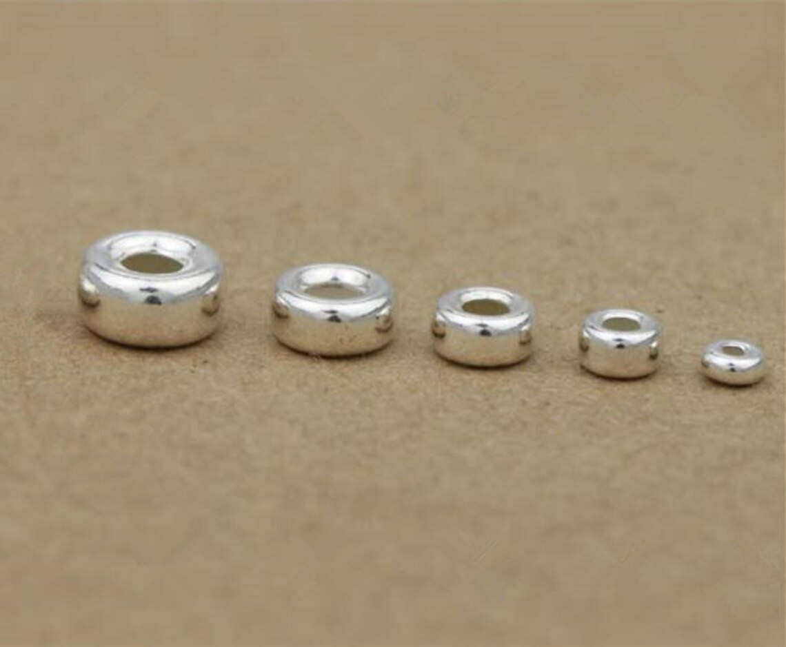 Sterling Silver Donut Bead 925 Silver Donut Bead Pony Bead Etsy
