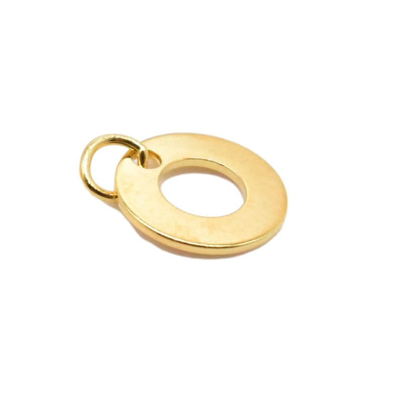 2pcs 18K Gold Vermeil Style Tiny Cut-out Circle Charms on 925 Sterling Silver Geometry Charm Heavy 18K Gold Plated Circle Charm