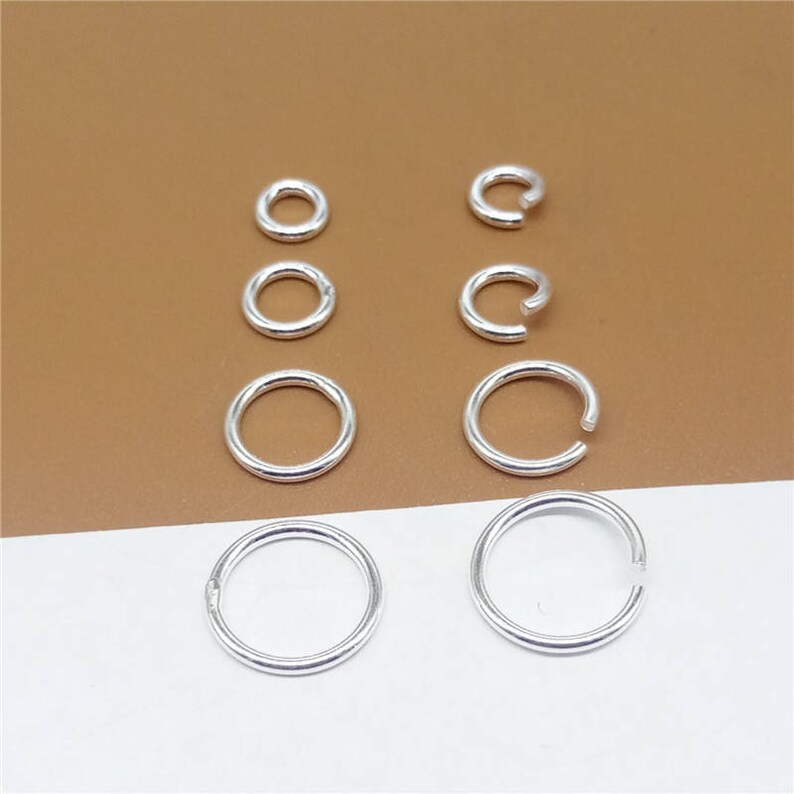 Bulk Sterling Silver Jump Ring, 925 Silver Open Jump Ring, 925 Silver Closed Jump Ring 4mm 5mm 6mm 8mm 10mm Wire Thickness 1mm18 gauge image 3