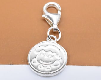 Sterling Silver Girl Disc Clip On Charm, 925 Silver Children Tag Charm with Clip On Lobster Clasp, Child Charm, Kid Charm, Bracelet Charm
