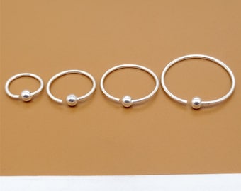 10 Pairs Sterling Silver Round Ear Wire, Earring Hoops, Earring Hoop with Bead, 925 Silver Earwire Hoops, Hoop Earrings, Ear Hoops
