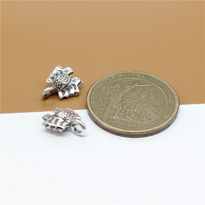 4 Karen Hill Tribe Silver Small Crab Charms TR1468 Higher Silver Content than Sterling Silver