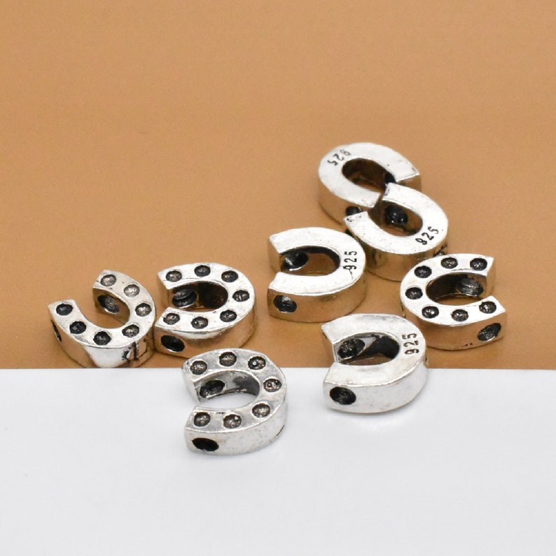 6 Sterling Silver Horseshoe Beads Horse Shoe Beads 925 Etsy