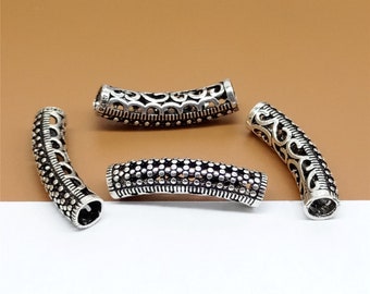 Sterling Silver Flower Tube Beads, 925 Silver Flower Tubes, Hollow Tube 3.5mm Hole