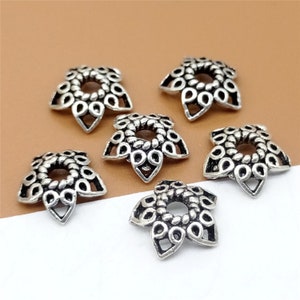 15 capuchons pour perles fleurs en argent sterling 9 mm, capuchons pour perles fleurs en argent 925, cales d&#39;espacement pour perles, cales d&#39;espacement pour bracelet 6 mm 9 mm