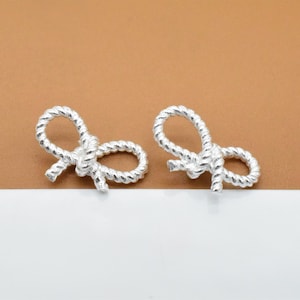 5 Sterling Silver Bow Charms, 925 Silver Bow Charm, Shiny Bow, Bracelet Charm, Necklace Charm, Earring Charm
