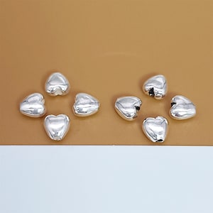10 Sterling Silver Small Heart Beads, 925 Silver Love Heart Bead, Bead Spacer, Bracelet Bead, Neckklace Bead, Heart Jewelry