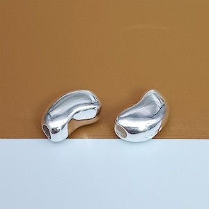Sterling Silver Bean Beads, 925 Silver Bean Bead, Bean Spacer Bead, Bracelet Bead, Necklace Bead, Don't Fit Pandora!!!