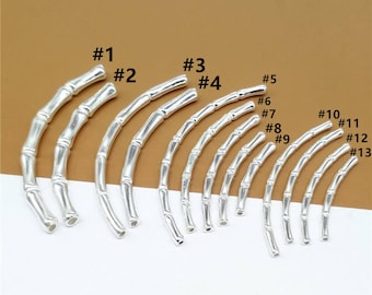 2 Sterling Silver Noodle Tube Beads, Curve Tube Beads, 925 Silver Bamboo Tube Beads, Bracelet Bead, Necklace Bead