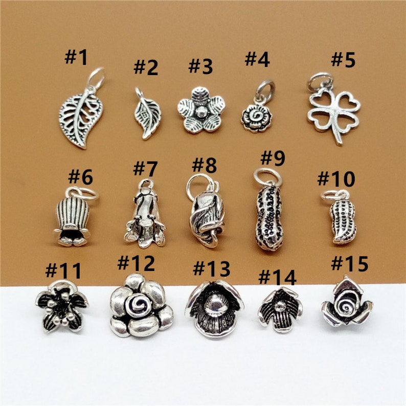 5 Sterling Silver Small Charms 925 Sterling Silver Leaf Etsy