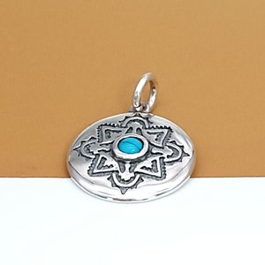 2 Sterling Silver Star of David Charms w/ Open Jump Ring, 925 Silver David Star Charm w/ Faux Turquoise, Sexagram Charm, Bracelet Charm