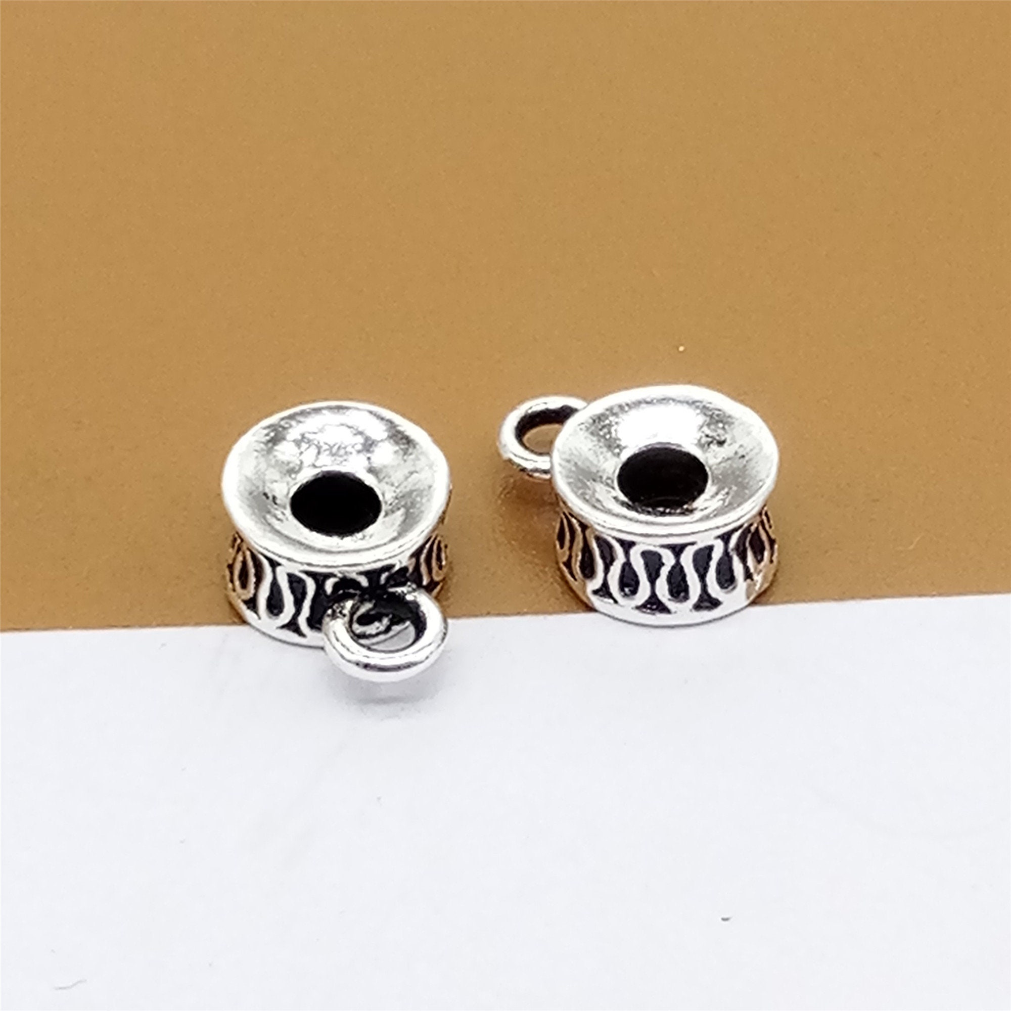 8 Sterling Silver Spiral Donut Beads With Bail Spiral Bead Etsy