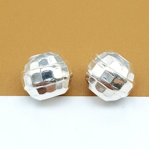 10 Sterling Silver Faceted Beads, 925 Silver Faceted Bead, Round Diamond Cut Bead, Faceted Spacer, Bracelet Bead, Necklace Bead 8mm