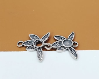 2 Sterling Silver Lotus Flower Connector Charms, 925 Silver Spiral Lotus Charm, Flower Charm, Yoga Charm, Bracelet Charm, Necklace Charm